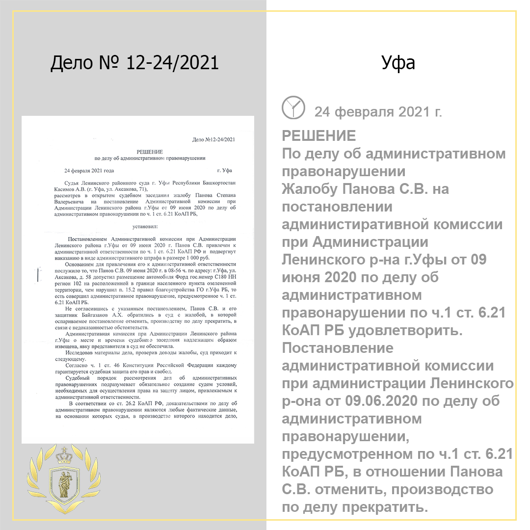 решение по делу об административном правонарушении № 12-24-2021